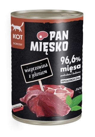 PAN MIĘSKO Karma mokra dla kota wieprzowina z jeleniem 400g